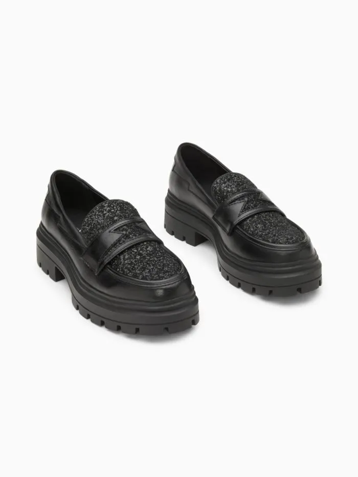 Mocassins Cécile à paillettes Noir