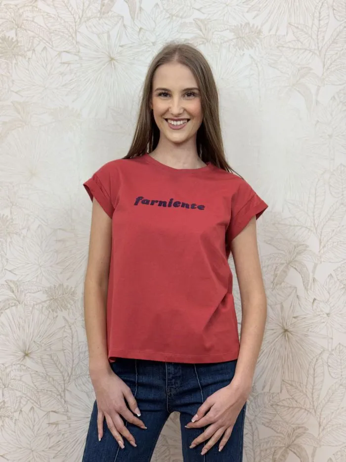 Tshirt imprimé Farniente revers aux manches Terracotta