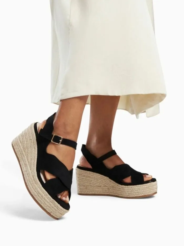 Sandales compensées Théoline Noir