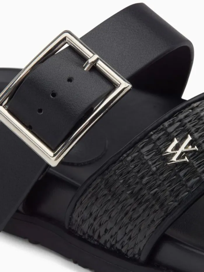 Mules plates Sandy à larges brides Noir