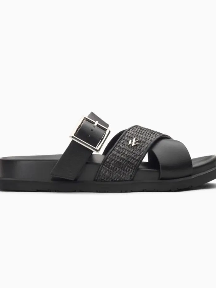 Mules plates Sandy à larges brides Noir