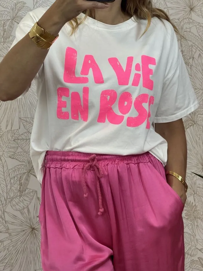 Tee shirt La Vie en rose Blanc