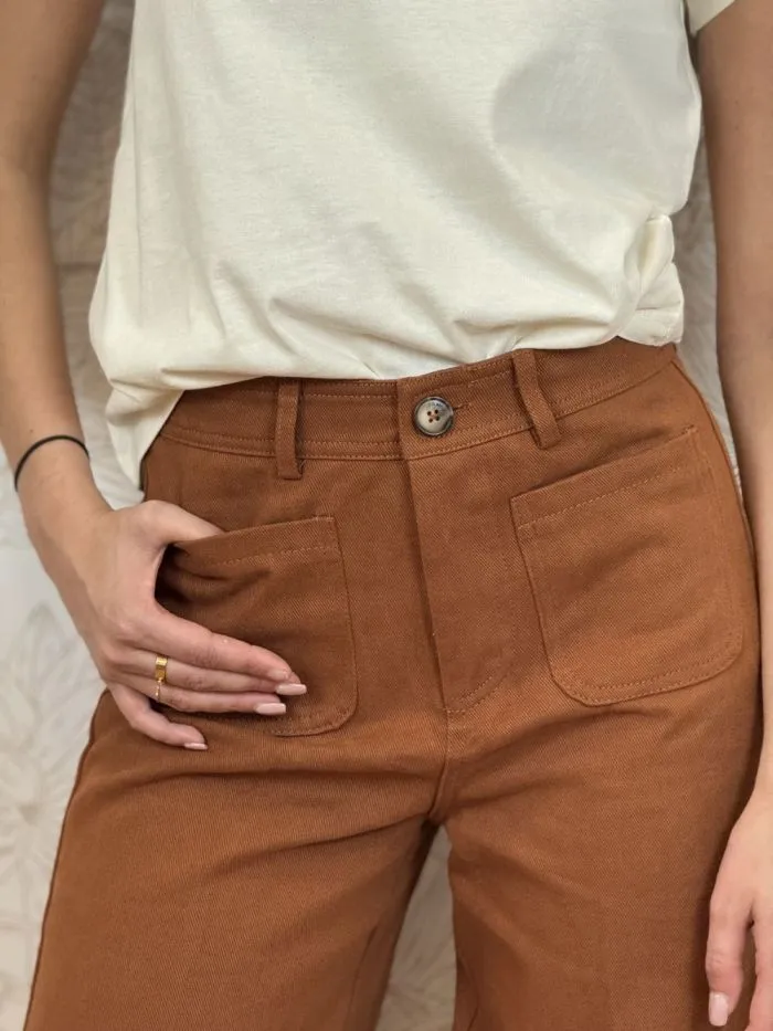 Pantalon large Sole Camel
