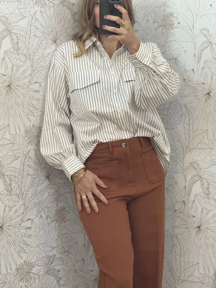 Chemise rayée Sorbet Greige