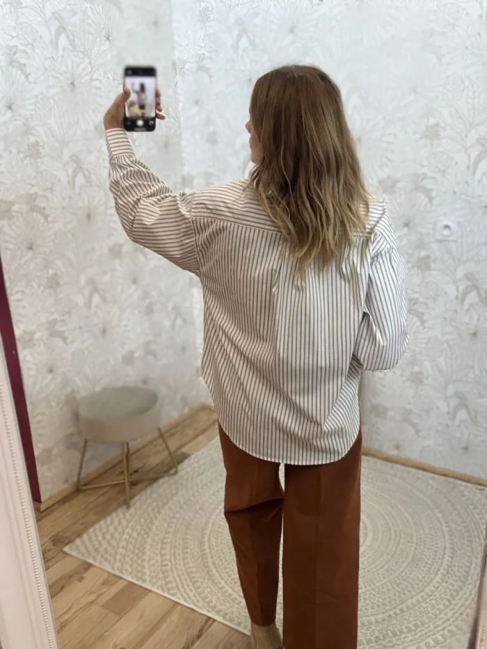 Chemise rayée Sorbet Greige