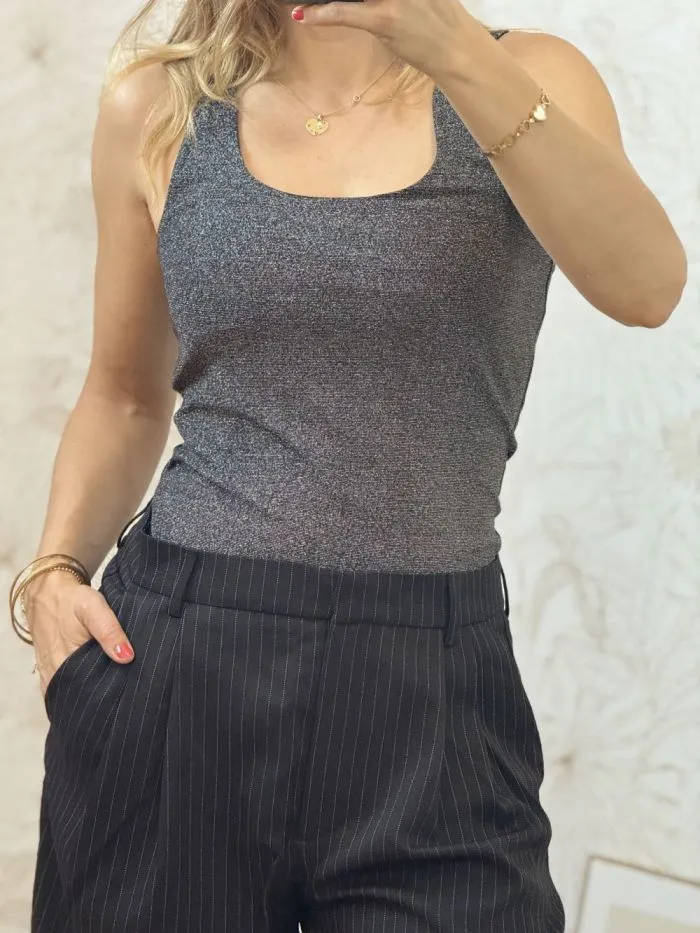 Débardeur glitter Léa Noir argent