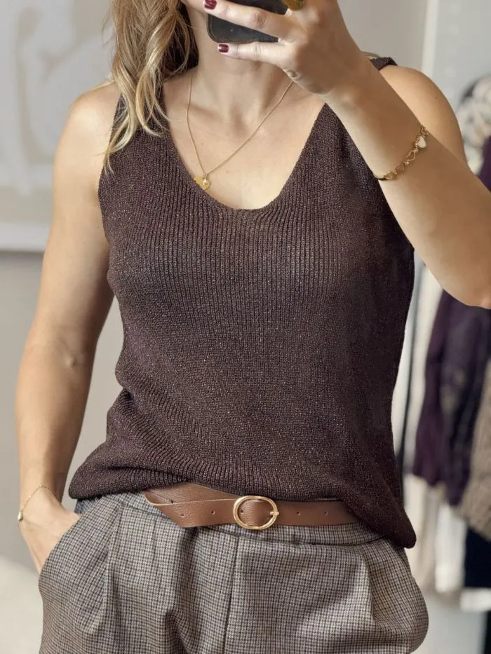 Débardeur Cia tricot lurex Chocolat
