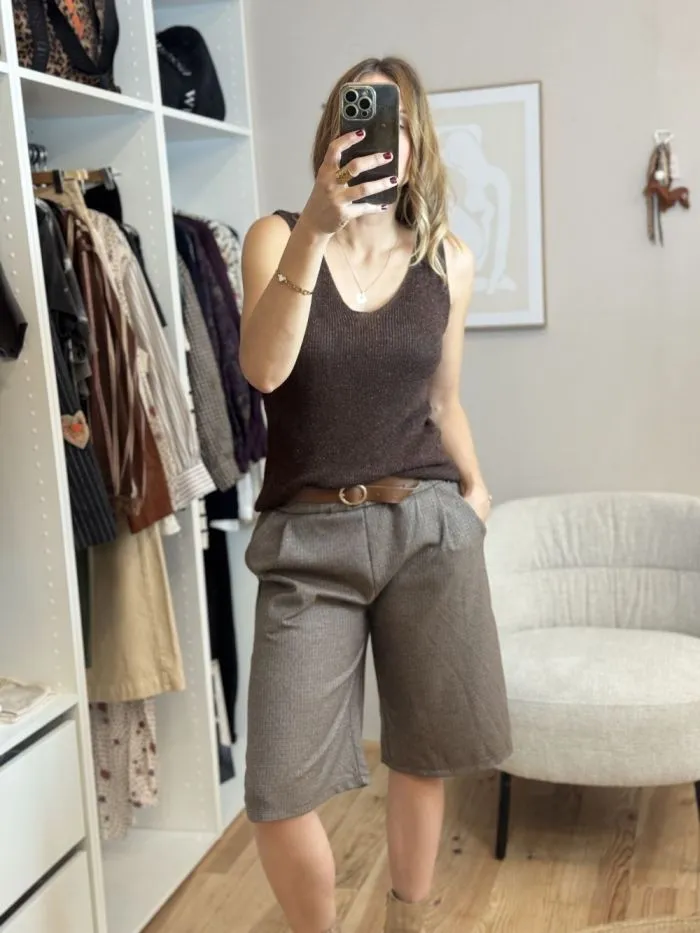 Débardeur Cia tricot lurex Chocolat