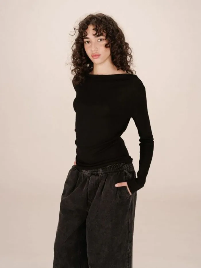 Tee shirt drapé Sioux Noir