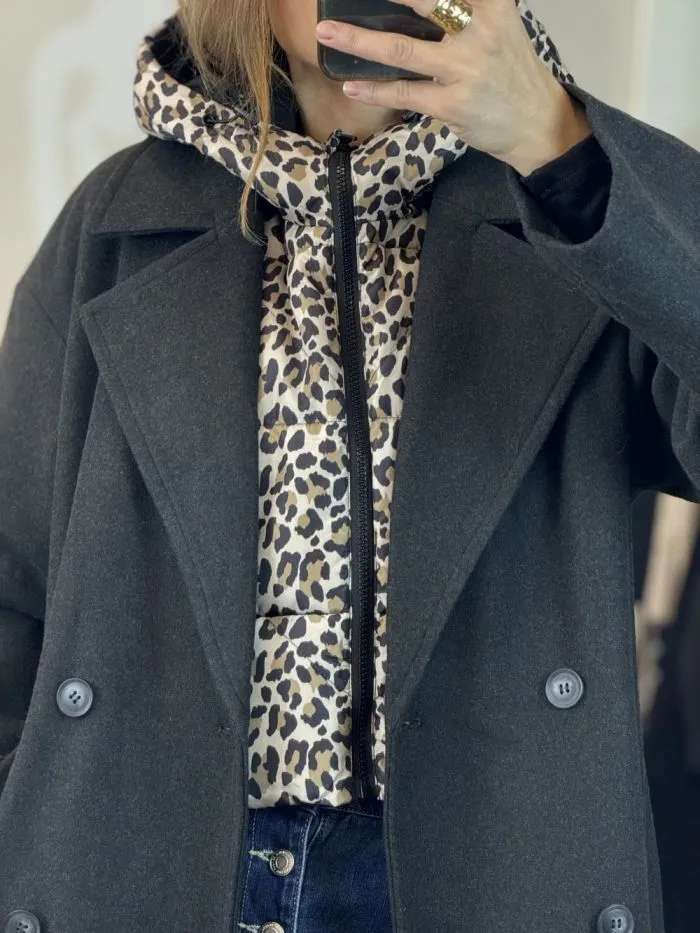 Col capuche Tammy Leopard noir