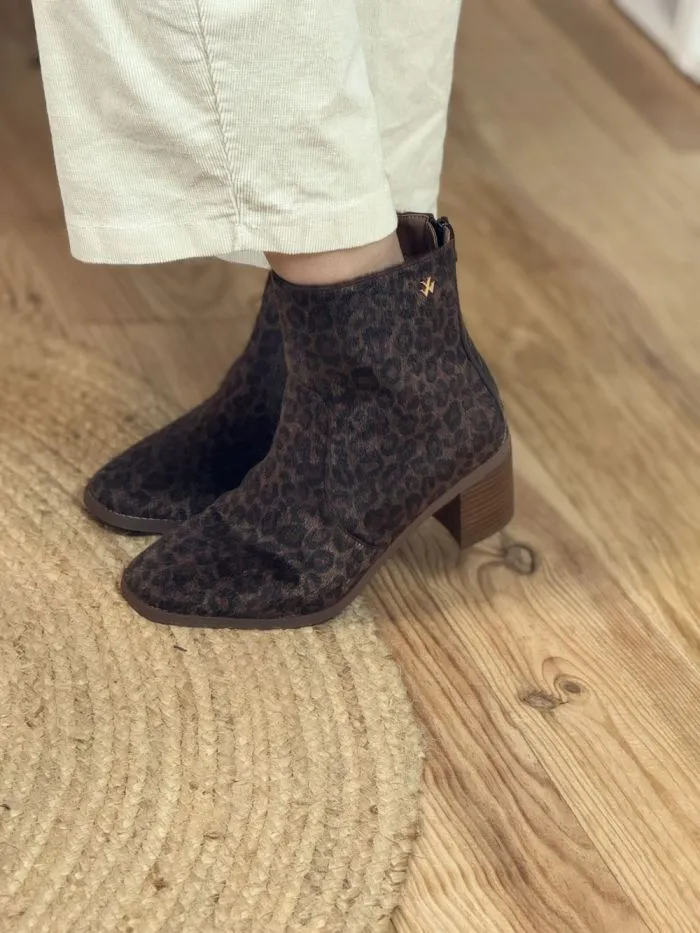 Bottines Edna Leopard choco