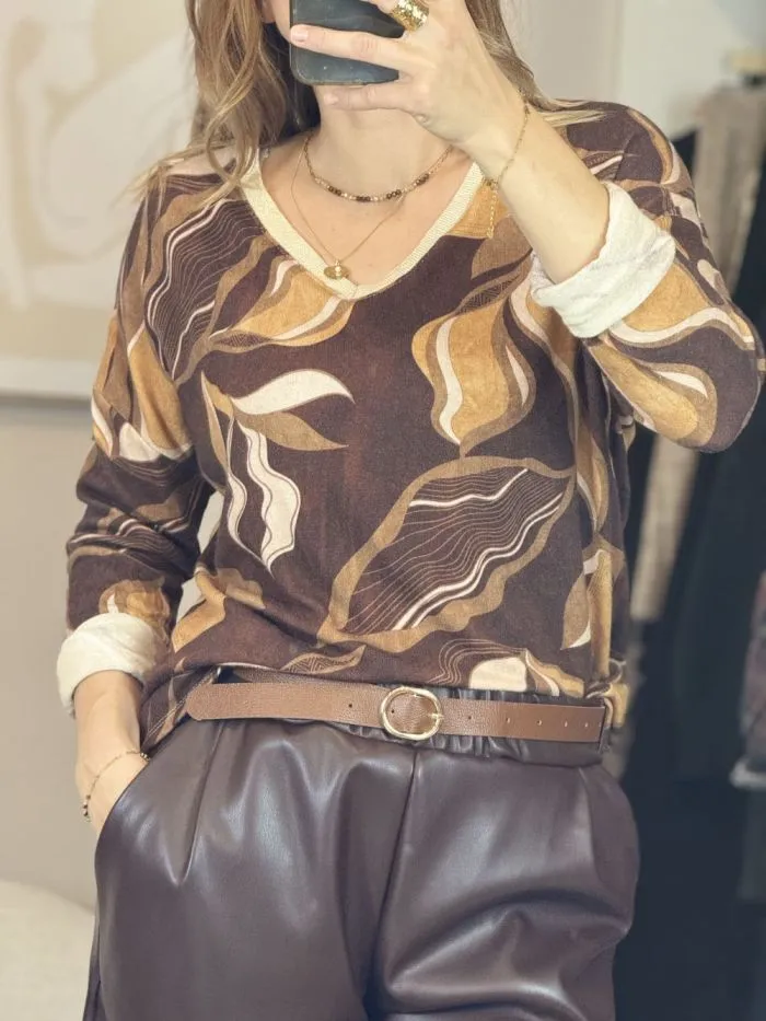Top Fall imprimé Chocolat