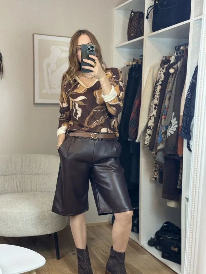 Top Fall imprimé Chocolat