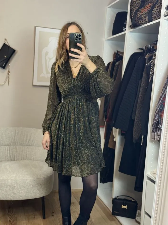 Robe courte Yseult Noir doré