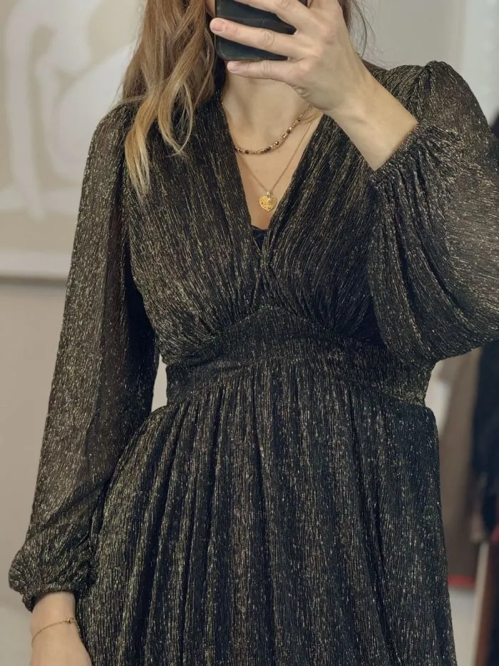 Robe courte Yseult Noir doré