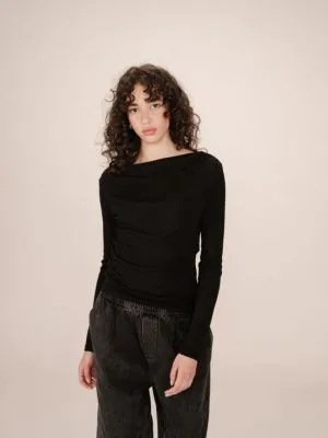 Tee shirt drapé Sioux Noir